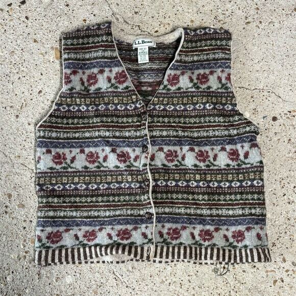 L.L. Bean Sweaters - L.L. Bean Women's Vintage Fair Isle Sweater Vest Multicolor Size L